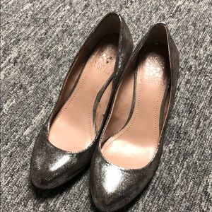Silver Vince Camuto wedge heels size 7.